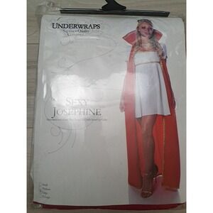 Underwraps Sexy Josephine Costume White‎ Mini Dress Red Cape Gold Trim Large